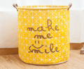Cotton Linen Waterproof Laundry Barrel Basket Toy Storage