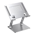 Adjustable Metal Laptop Stand, Foldable Ergonomic Holder for Laptops, Tablets, and Smartphones, Office Desk, Silver