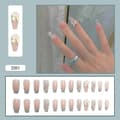 Miniatyrbild 1 av 5: 24st Love Heart Printed Nails Patch Med Bow Glue Type Lång Paragraf Mode