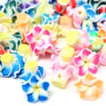 100 stk. blomsterperler i polymerleire, Plumeria-mellomperler