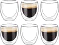 6-pak dobbeltvæggede glaskopper, klare dobbeltvæggede kaffekopper, dobbeltvæggede, cappuccino, latte og isolerede (80 ml)-FF-