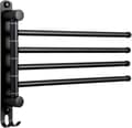 Black Bathroom Towel Bar with 4 Bars 180° Rotating Towel Rails S