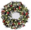 Christmas Wreath 40 cm with LED Lighting Ball for Front Door Window Green