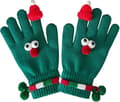 Julklapp Ögonmaskmönstrade handskar för kvinnor Jul Vinter Grönsaksdesign Varma stickade pekskärmshandskar