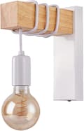 (Vit) Modern vägglampa i metall och trä, inomhusbelysning, E27