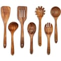 Kitchen Set Utensils 7-Piece Set - Wooden Cutlery Non-Stick Pan Wooden Spatula Long Handle Solid Wood Soup Spoon Set-FF-