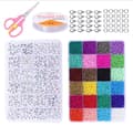 Miniatyrbillede 1 af 6: DIY - Perlesæt - Seed beads - 3mm - 2400stk - Bogstavsperler multifarve multicolor multifärg multicolor