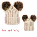 2-pack Varma Barn- och Mamma Pojk- och Flickvintermössor med Pompom Ea