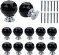 12-pack 30 mm (svart) kristallkula glas diamant dörrknoppar med
