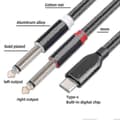 Miniatyrbillede 3 af 4: USB-C til dobbelt 6,35 mm lydstereokabel Type C til dobbelt 6,35 mm lydkabel til smartphone-multimedie