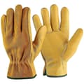 Cowhide Leather Work Gloves, for Drivers, DIY, Gardening, Storage, Farming, Multi-purpose (L, Yellow)