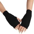 Fingerløse handsker varme strikkede unisex sorte 1 par med håndleds- og tommelfingerhuller vinterstil julegave