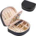Portable Small Double-Layer Jewelry Box - Black, Lightweight PU Leather
