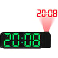 Projection Alarm Clock 180° Rotation 12/24H LED Digital Clock USB Charging Ceiling Projector Alarm Clock (Green)