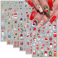 6 ark julnageldekaler 3D tomte renar