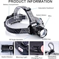 Miniatyrbilde 3 av 5: LED-hodelykt, oppladbar, 90000 lumen superlys hodelykt Fla