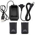 Miniatyrbilde 1 av 5: Xbox 360 Controller Kit, 2*4800mAh Batteri USB Laderkabel+Ladebase