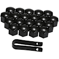 Miniatyrbilde 1 av 4: 20 stk Universal 21mm hjulmutterbeskytter Plating Lug Nut Caps Skruer Beskyttelse Svart