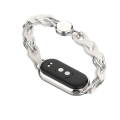 Miniatyrbilde 5 av 5: For Xiaomi Smart Band 8 Magnetisk klokkebånd Ekte karbonlær + Aluminiumlegering kjede armbånd White