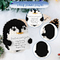 Miniatyrbild 3 av 5: Mini rolig positiv pingvin, stickad leksak med positivt kort Emotionellt stöd virkad docka Hejande gåva till familj vänner Black Penguin
