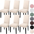 Miniatyrbild 1 av 5: 4-pack julstolsöverdrag stretch avtagbar tvättbar matsal löv-beige Leaves-beige 6