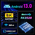 Pikkukuva 3 / 8: Android TV -boksi H96 MAX RK3528 2.4G/5.8G WiFi6 BT5.0 8K Video LED Set Top TV Box Amyking Market Amyking Market (157) 2GB/16GB 2GB/16GB EU plug