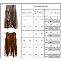 Pikkukuva 5 / 5: 1970-luvun naisten tupsuinen hihaton liivi 70-luvun retro hippi keinonahkainen hapsuliivi Cardigan Beige Beige 3XL