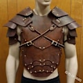 Miniatyrbillede 2 af 5: Middelalderlig Viking Larp Kriger Bryst Skulder Gladiator Rustning Steampunk Gotisk Ridder Spaulder Sæt Læder Cosplay Brystplade Sort skulder Black shoulder One size