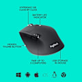 Miniatyrbilde 6 av 9: M720 Triathlon Trådløs Mus for Flere Enheter, Bluetooth, USB Unifying Receiver, 1000 DPI, 8 Knapper, Kompatibel med Bærbare Datamaskiner, PC, Mac, iPadOS - Svart