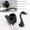 Miniatyrbillede 3 af 5: Toiletbørste formet som en svane, toiletbørsteholder og holder, til badeværelse (Sort)