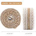 Miniatyrbillede 2 af 6: 4 Mønstrede Jute Blonderibbon, Linned Rulle 2,5 cm, 2 m pr. Rulle til