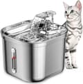 Kattfontän, 2,2L Rostfri Stålfontän, Ultratyst Vattenpump, Diskmaskinsäker Vattendispenser för Hundar (Ren)