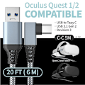 Miniatyrbilde 2 av 5: Link-kabel for Oculus Quest 2 Hurtiglading og PC-dataoverføring USB C 3.2 Gen1 5gbps Pd Overføringsladekabel Vr-headset Link-kabel Grå Grey 6M