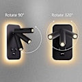 Pikkukuva 3 / 5: LED-seinävalaisin kytkimellä, lukuvalaisin, USB-latausportti, säädettävä valonheitin 3w+9w