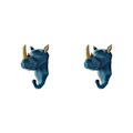 Pikkukuva 2 / 5: 1/2/3/5 Vahva ja kestävä eläinpään avaimenkoukku yksinkertaiseen retro-siniseen (sarvikuono) Retro blue (rhino) 2 Set