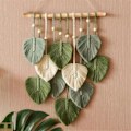 Miniatyrbild 3 av 5: Chic Feather Boho Macrame Väggdekor Handgjorda Garn Tassels Vävda Väggkonst Blad Tapet Bohemian De