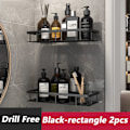 Miniatyrbillede 1 af 6: Hjørne brusebad caddies badeværelse arrangør hylde sort REKTANGEL sort black rectangle 2pcs