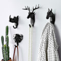 Miniatyrbillede 3 af 5: 1/2/3/5 Robust og holdbar dyrehoved nøglekrog til enkelt sort (hjort) black (deer) Set
