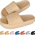 Miniatyrbillede 1 af 5: Kvinde Tykke Platform Cloud Slippers Khaki Khaki 38-39