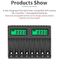 Miniatyrbillede 2 af 5: Batterioplader LCD-skærm 8 pladser Intelligent Smart Charger til AA/AAA NiCd NiMh genopladelige batterier AA AAA oplader..
