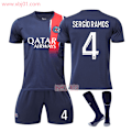 Miniatyrbild 1 av 2: 23-24 Paris Saint-Germain Hemtröja 4 Sergio Ramos Ny Säsong Senaste Vuxna Barn Tröja Fotboll Adult XL（180-190cm）