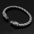Miniatyrbilde 10 av 10: 1 stk norrøn mytologi viking dobbel dragehode åpning justerbar armbånd herre retro mote Silvery