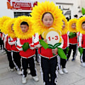 Miniatyrbilde 4 av 4: Morsom solsikke-hodeplagg for forestilling, kostymetilbehør til dansefest, festival, barnebursdag