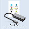 Miniatyrbillede 5 af 5: 2500 Mbps USB C til Ethernet-adapter USB Lan RJ45 Netværkskort til bærbar computer Xiaomi Mi Box S Nintendo Switch PC Aluminium Gigabit 1000Mbps USB A