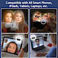 Pikkukuva 2 / 7: Selfie-valo iPhoneen ja Androidiin - Kannettava pidikkeeseen kiinnitettävä rengasselfie-valo, jossa on 36 ladattavaa LED-valoa puhelimen, kannettavan tietokoneen, iPadin, valokuvauksen ja videokameran käyttöön