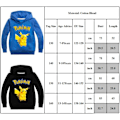 Miniatyrbilde 3 av 3: Tegneserie Pikachu langarmet hettegenser for barn Genser Jumper Topper svart black 150 cm