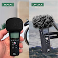 Miniatyrbild 2 av 5: Mikrofonvindskydd, Pälsvindskydd + Skummikrofonvindskydd för Zoom H1 H1n Mic BlackWhite