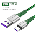 Pikkukuva 1 / 7: 5A USB-C Nopea Lataus Datakaapeli USB-A Micro USB Type-C Puhelimen Latauskaapeli 0,3/1/1,5m Nylon Kaapeli Xiaomi Huawei Vihreä Type-C Kaapeli Green Type C Cable 1.5m