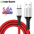 Pikkukuva 2 / 7: 5A USB-C Nopea Lataus Datakaapeli USB-A Micro USB Type-C Puhelimen Latauskaapeli 0,3/1/1,5m Nylon Kaapeli Xiaomi Huawei Punainen Type-C Kaapeli Red Type C Cable 1.5m