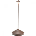 Miniatyrbild 1 av 2: Zafferano Pina Pro - Dimbar LED-bordslampa i aluminium, IP54-skydd, inomhus/utomhusbruk, kontaktladdningsbas, H29cm, EU-kontakt - Corten